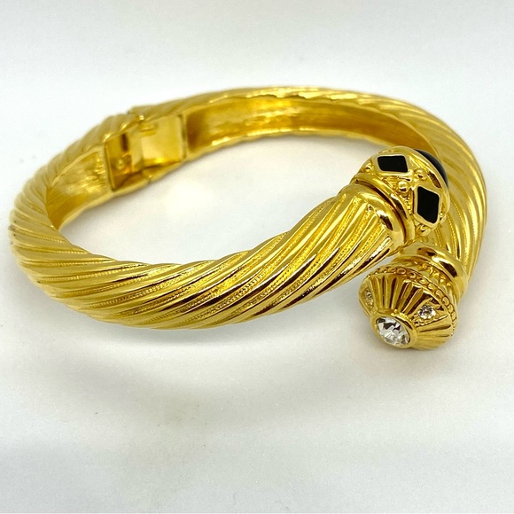 Vintage Joan Rivers Gold Toned Wrap Bracelet with Two Interchangeable Ti… - Picture 3 of 8